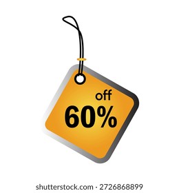 60 por ciento de descuento 3d Square Sale Badge Sticker