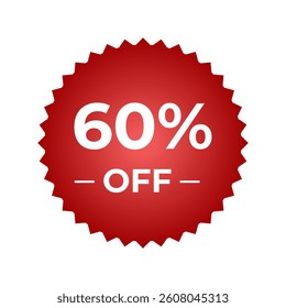 60 percent off discount circle red vector
Vector icon discount, promotion, sale circle