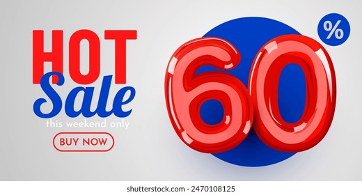 60 percent Off. Discount creative composition. Mega Sale. Vector illustration.