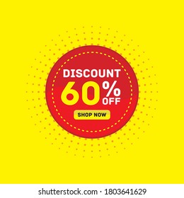 60 percent off discount sale sticker,banner yelow background vector eps