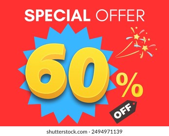 up to 60 percent off, discount sign