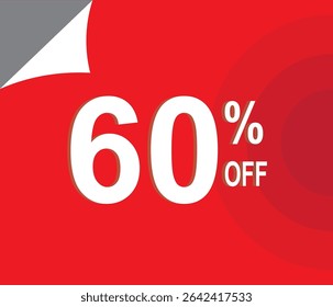 60% de desconto. Desconto para suas vendas. Vermelho e branco. 