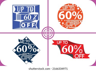 Up to 60 percent off logo, sticker, icon and t shirt design template