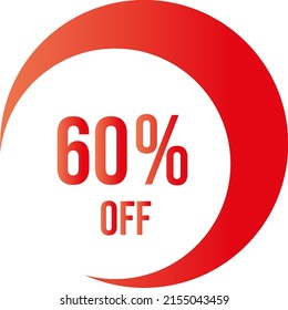 60 percent off with orange vector off circle format