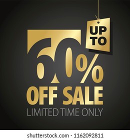 60 percent off sale discount limited time gold black background