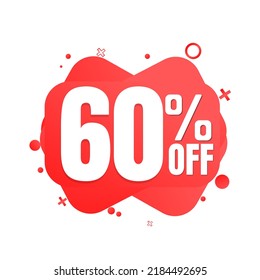 60% percent off, special (offer), limited time only. 3D red bubble design. Super discount online coupon. vector illustration