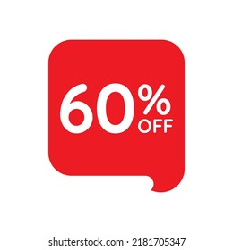 60 percent off tag vector icon on white background