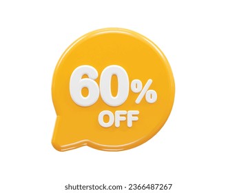 60 percent off text effect 3d rendering illustration