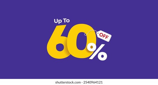 60%% OFF Vetor Illustration, , Salvar oferta, banner de venda isolada, Projeto de banner de oferta, Banner de desconto, Projeto de pôster de oferta especial, etiqueta de preço 