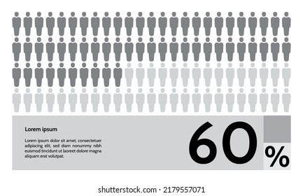 60 percent people population demography, diagram, infographics concept, element design. Vector illustration