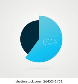 Gráfico circular del 60 por ciento. Símbolo aislado. Elemento de gradiente de Vector. Signo infográfico. Ilustración, icono para los negocios, finanzas, informe, Diseño web, Descarga, presentación