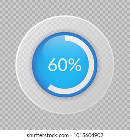 60 percent pie chart on transparent background. Percentage vector infographics. Circle diagram isolated. Business illustration icon for marketing project, finance, financial report, web design