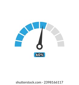 60 percent Speedometer icons. Vector illustration in flat design style.