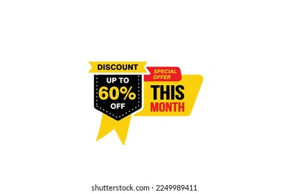 60 Percent THIS MONTH offer, clearance, promotion banner layout with sticker style.