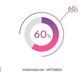 60 Percentage Diagrams, Pie Chart For Your Documents, Reports, 60% Circle Percentage Diagrams For Infographics