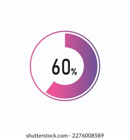 60 Diagramas de porcentaje, gráfico circular para sus documentos, informes, diagramas de porcentaje de círculo del 60% para infografías.