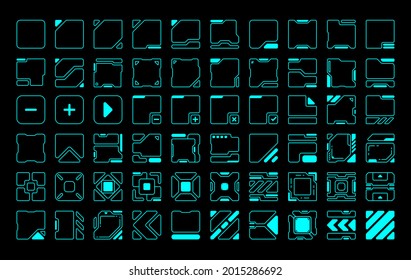 60 rounded square frame hud future modern vector design for sci-fi game design user interface.