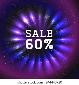60% Sale Badge on cosmic background