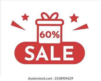 60% sale icon with gift icon on red background
Sale frame with white background gift
Discounts, sales, promotions