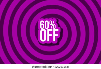 60% Sale Off Banner Discount Illustration Business Vector Purple Spiral White Bebas