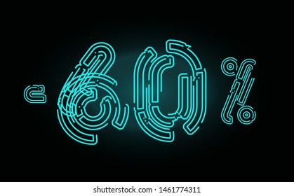 60% Sale poster concept. Sixty percent discount banner design template for marketing, business, advertising and web. Vector graphic.