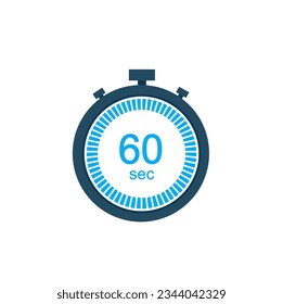 Icono vectorial del reloj del contador digital de 60 segundos o temporizador de cuenta regresiva. Icono del vector Stopwatch de 60 segundos, temporizador digital.