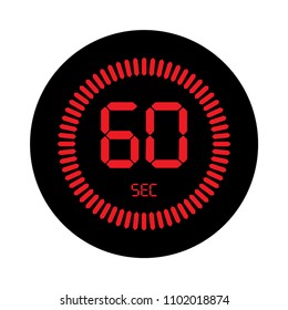The 60 seconds, stopwatch vector icon, digital timer. clock and watch, timer, countdown symbol. EPS 10