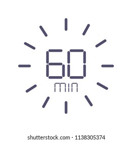 The 60 seconds, stopwatch vector icon, digital timer. clock and watch, timer, countdown symbol.