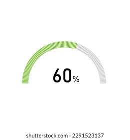 60% de diagramas de porcentaje semicírculo, 60% listos para ser usados para diseño web, infografía o negocio.