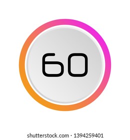 Los 60 sesenta minutos, cronómetro icono vector, temporizador digital. Tarjeta circular de recuento digital vectorial con diagrama circular de tiempo circular. Ver el diseño de estilo de esquema, diseñado para web y aplicación. 