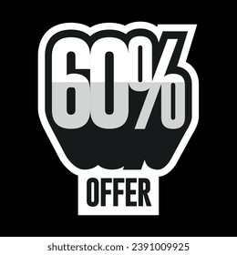 60%, sesenta por ciento, 3d nombre para promociones y ofertas