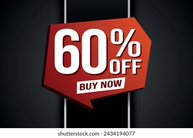 60% sixty percent off buy now poster banner graphic design icon logo sign symbol social media website coupon

