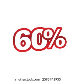 60% symbol to be used in discount, campaign and sale designs on a white background. vector