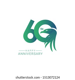 60 th Anniversary Bird Model Vector Template Design Illustration