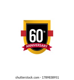 60 Th Anniversary Celebrations Gold Black White Vector Template Design Illustration