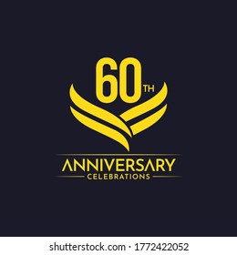 60 Th Anniversary Celebrations Label Text Vector Template Design Illustration