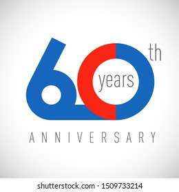 60 th anniversary numbers. 60 years old congrats, colorful logotype. Congratulation idea. Isolated abstract graphic design template. Coloured digits. Up to 60% off discount. Anniversary logo concept.