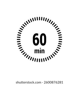 60 timer minutes symbol icon vector black style isolated on white background. Clock, stopwatch, sport icon