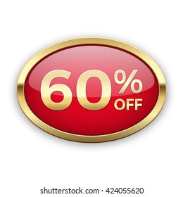 60% vector badge, gold