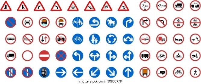 60 vector traffic signs