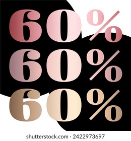 60% written with metallic effect on a background with circles.