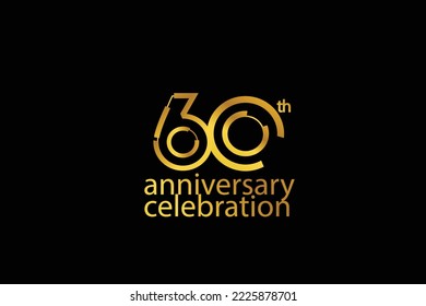 60 year anniversary celebration abstract style logotype. anniversary with gold color isolated on black background, vector design for celebration vector