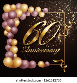 60 year anniversary celebration background banner design with luxury decoration. Vector illustration