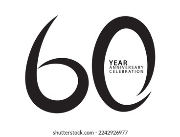 60 años de celebración de aniversario de color negro logotipo vectorial, diseño de número 60, invitación de cumpleaños 60, diseño de número de logo ilustración vectorial, elemento gráfico, fuente de caligrafía, logotipo de tipografía