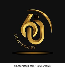 Diseño del logo de la celebración de los 60 años con círculo dorado y letras