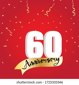 Celebración del 60 aniversario, diseño vectorial para celebraciones, tarjetas de invitación y tarjetas de felicitación