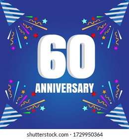 60 year anniversary celebration, vector design for celebrations, invitation cards and greeting cards