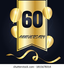Celebración del 60 aniversario, diseño vectorial para celebraciones, tarjetas de invitación y tarjetas de felicitación
