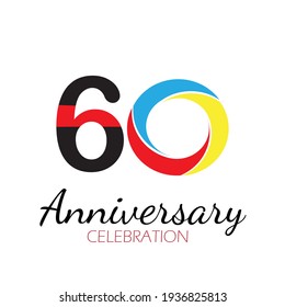 60 YEAR ANNIVERSARY CELEBRATION VECTOR DESIGN TEMPLATE ILLUSTRATION