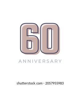 60 Year Anniversary Celebration Vector. Happy Anniversary Greeting Celebrates Template Design Illustration